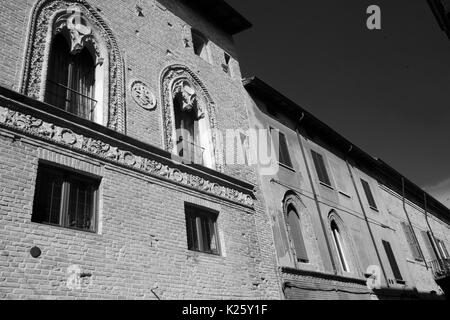 Fiorenzuola d'Arda (Piacenza, Emilia Romagna, Italy): historic buildings. Black and white Stock Photo
