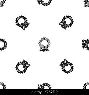Merry Christmas wreath pattern seamless black Stock Vector