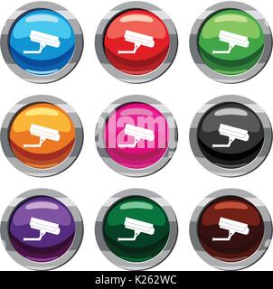 Surveillance camera set 9 collection Stock Vector