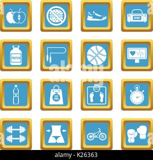 Healthy life icons azure Stock Vector