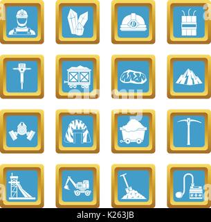 Miner icons azure Stock Vector