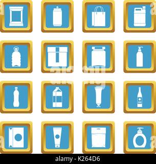 Packaging items icons azure Stock Vector