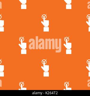 Hand finger pressing button with tick pattern seamless Stock Vector