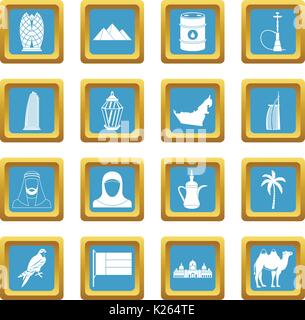 UAE travel icons azure Stock Vector