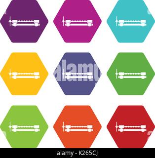 Blacksmiths clamp icon set color hexahedron Stock Vector