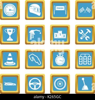 Racing speed icons azure Stock Vector