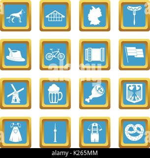Germany icons azure Stock Vector
