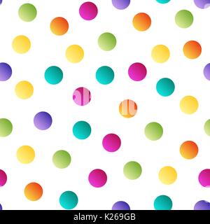 Colorful bright polka dot seamless pattern on white background . Vector Stock Vector