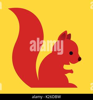 Happy little red cartoon squirrel Stock Vector