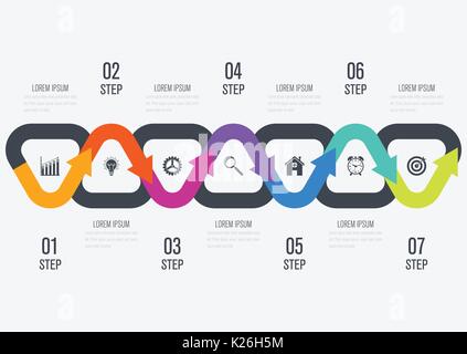 Infographics template 7 options Stock Vector