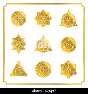Sacred shapes with frame on white background . Vector . Stock Vector