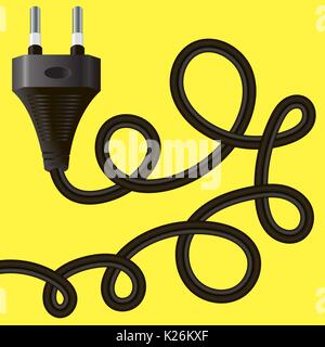 Black Plug with Cable Stock Vector