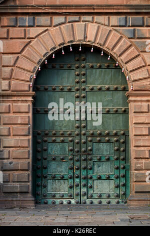 Main door of Cusco Cathedral, Plaza de Armas, Cusco, Peru, South America Stock Photo