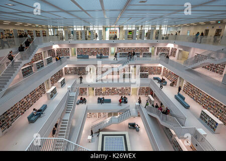 City Library, Interior, Stuttgart, Baden-Württemberg, Germany Stock Photo