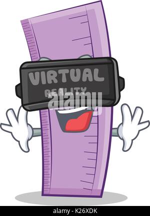 With virtual reality ruler character cartoon design Stock Vector