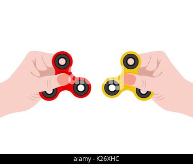 Spinner in the hand, a toy for stress removal, flat design Stock Vector