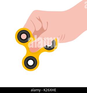 Spinner in the hand, a toy for stress removal, flat design Stock Vector