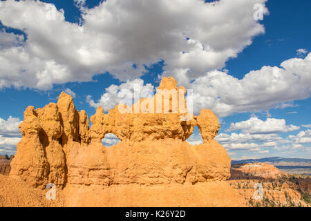 Spectacular Canyon Wall or fin with Windows in Bryce Canyon National Park Stock Photo