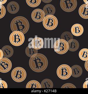 Seamless pattern with bitcoins. Finance and virtual currency. Design for banner, poster or print. Stock Vector