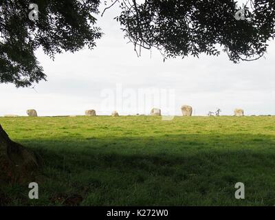 Six of the 'daughters' at Long Meg and Her Daughters Stone Circle, Cumbria, United Kingdom Stock Photo