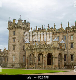 Front entrance of Floors castle, 18th century stately home in Kelso, Roxburghshire, Scotland Stock Photo