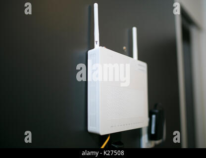 wifi receiver in a hotel room Stock Photo