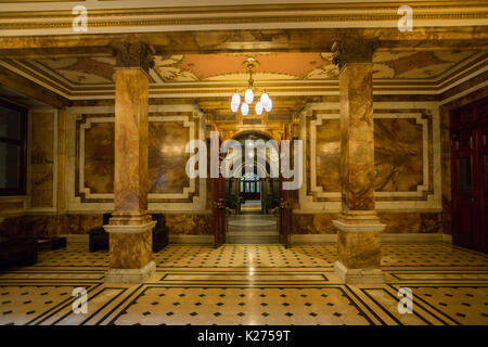 Stunning interior of Glasgow City Chambers / Municipal buildings / town hall in George Square, 19th century architecture of marble & granite, Scotland Stock Photo