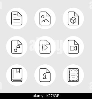file formats line icons Stock Vector