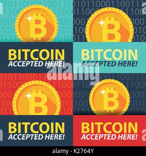 Bitcoin accepted here sticker. Stock Vector