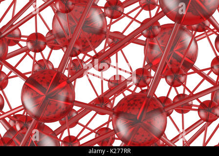 red glass Molecular geometric chaos abstract structure. Science technology network connection hi-tech background 3d rendering illustration. Stock Photo