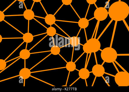orange Molecular geometric chaos abstract structure. Science technology network connection hi-tech background. Stock Photo