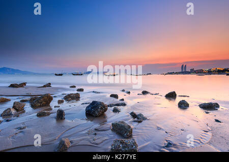 Xiamen Huandao Road Seascape Sunset Stock Photo