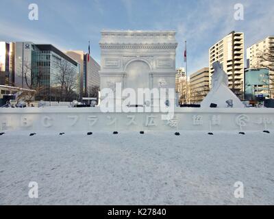 Snow Sculpture at the 2017 Sapporo Snow Festival, Odori Park, Hokkaido, Japan Stock Photo