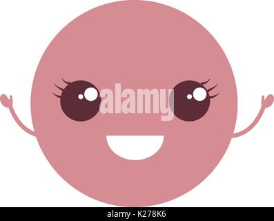 kawaii circle face emoticon character vector illustration design Stock Vector