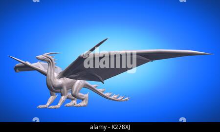 3d rendering of a scary big flying dragon with large wings Stock Photo