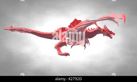 3d rendering of a scary big flying dragon with large wings Stock Photo