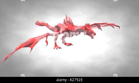 3d rendering of a scary big flying dragon with large wings Stock Photo