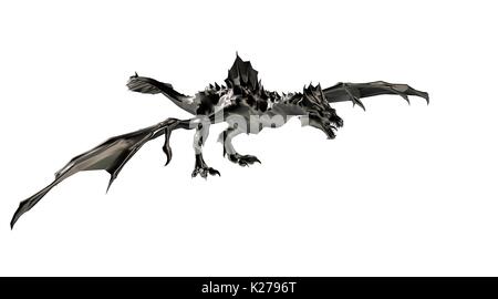 3d rendering of a scary big flying dragon with large wings Stock Photo