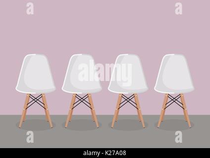 Four white modern chair. Vector illustration Stock Vector