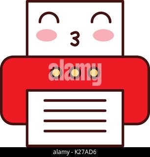 office printer kawaii character Stock Vector