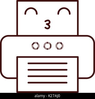 office printer kawaii character Stock Vector