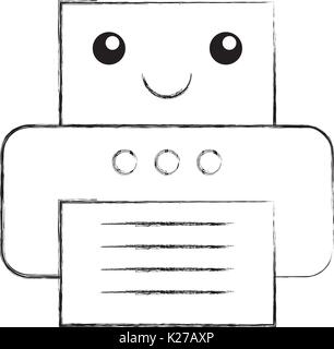 office printer kawaii character Stock Vector