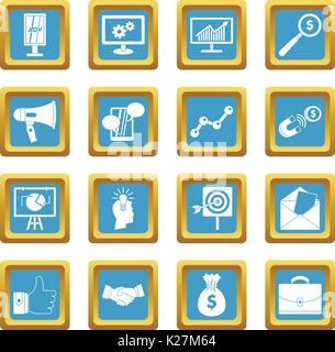 Marketing items icons azure Stock Vector