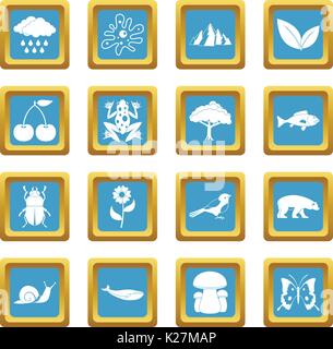 Oil industry items icons azure Stock Vector