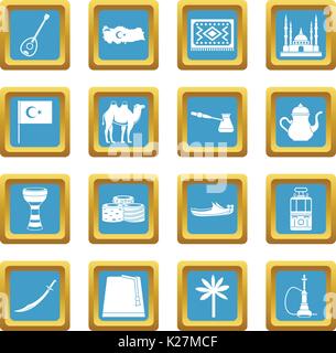 Turkey travel icons azure Stock Vector