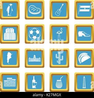 Argentina travel items icons azure Stock Vector