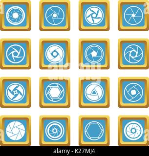 Photo diaphragm icons azure Stock Vector
