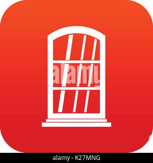 White narrow window icon digital red Stock Vector