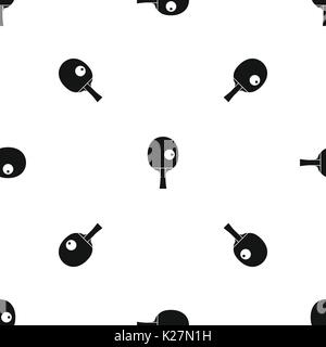 Rackets and ball for playing table tennis pattern seamless black Stock Vector