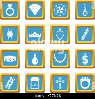 Jewelry items icons azure Stock Vector